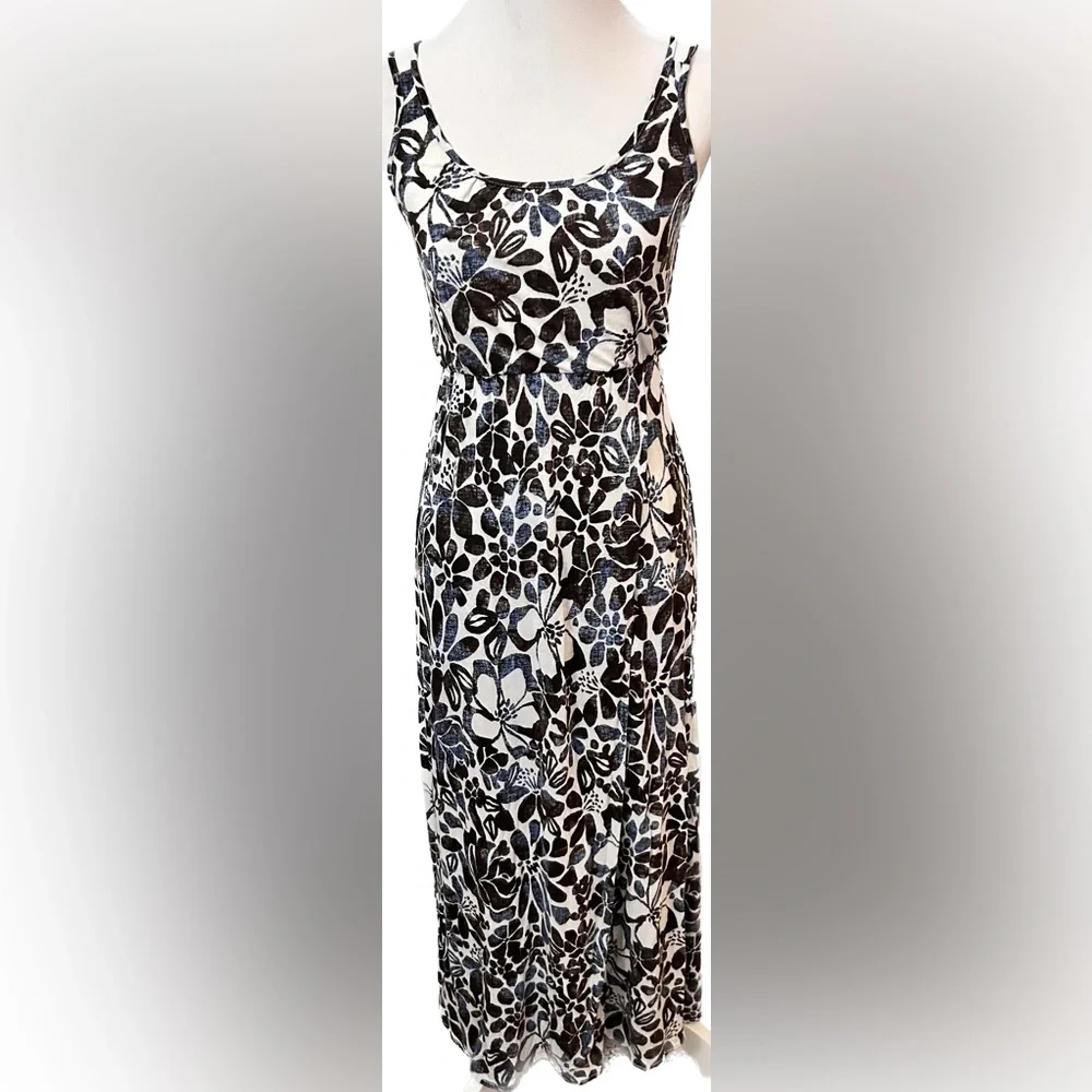 NWOT 💋 LOFT 💋 Brown & Navy Blue Floral Print Strappy Maxi Dress - XSP - Picture 5 of 9